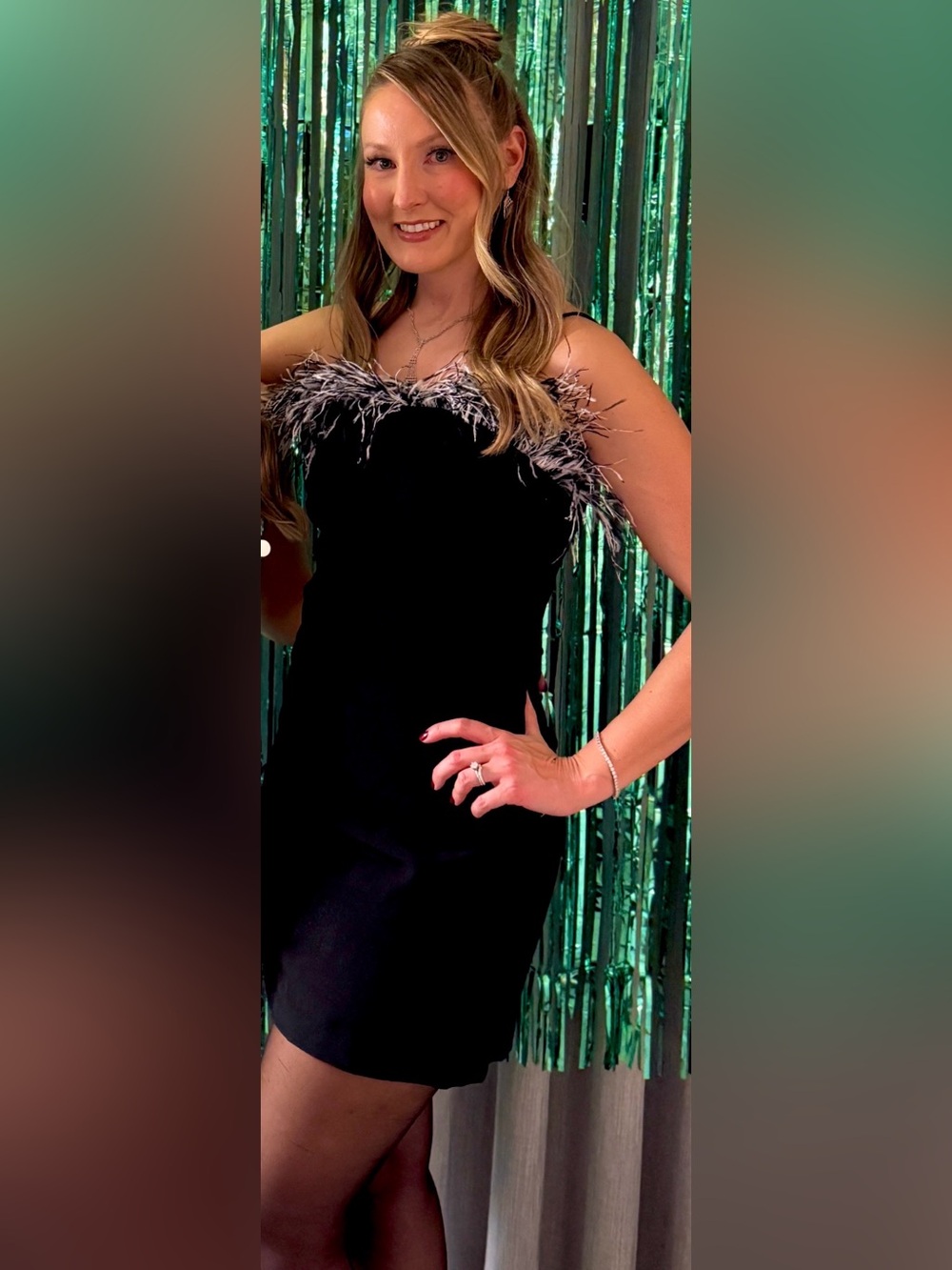 STRAPLESS DRESS WITH FEATHER DETAIL - Picture 8 of 8
